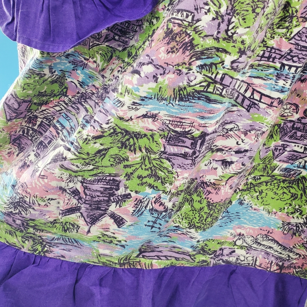 Vintage hand-made apron purple trim - Picture 6 of 6
